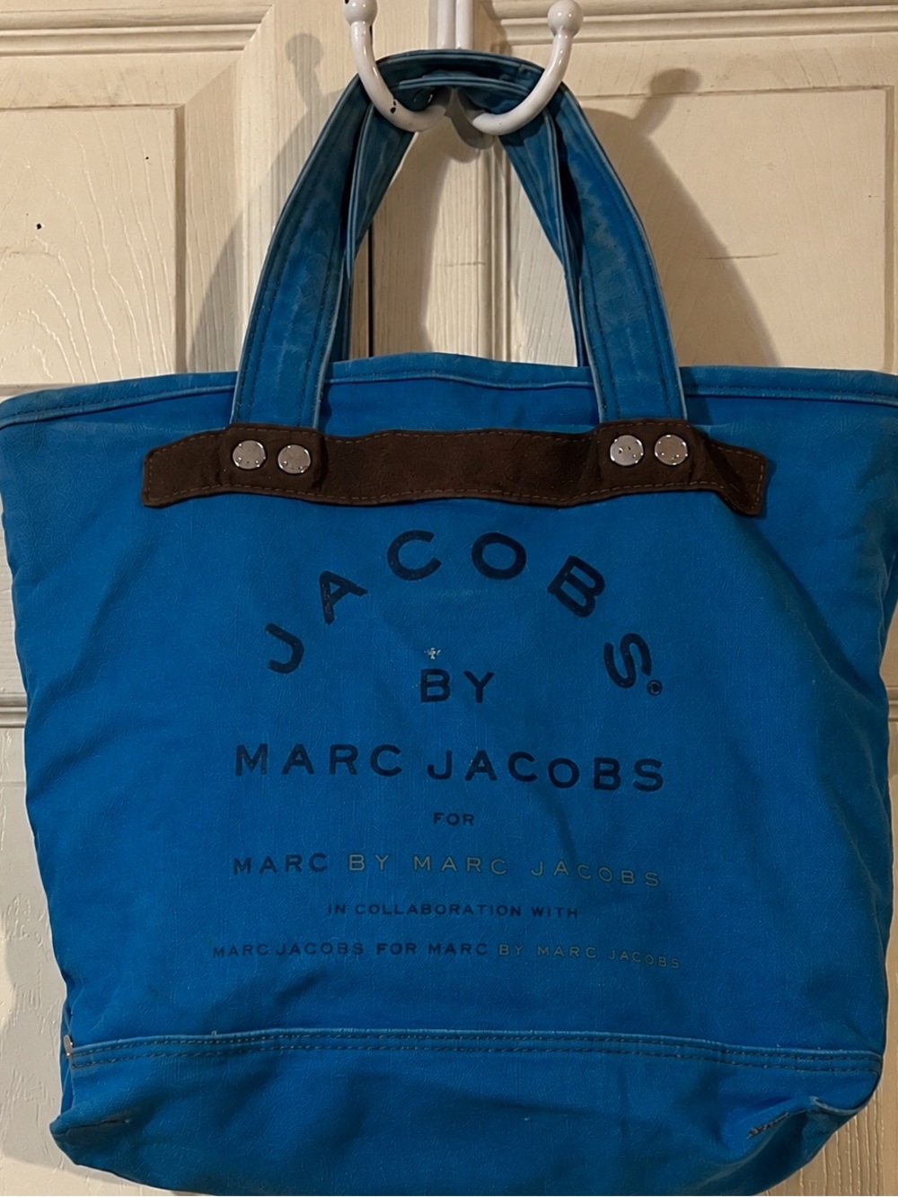 Marc by Marc Jacobs Blue Canvas Tote Bag Large Zip Top Handbag
